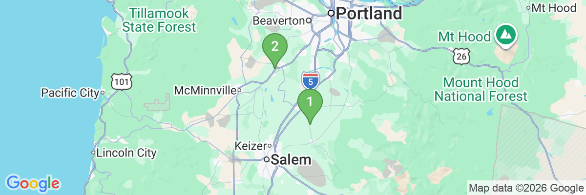 Map showing facility locations