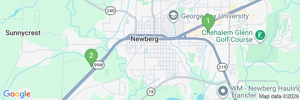 Map showing facility locations