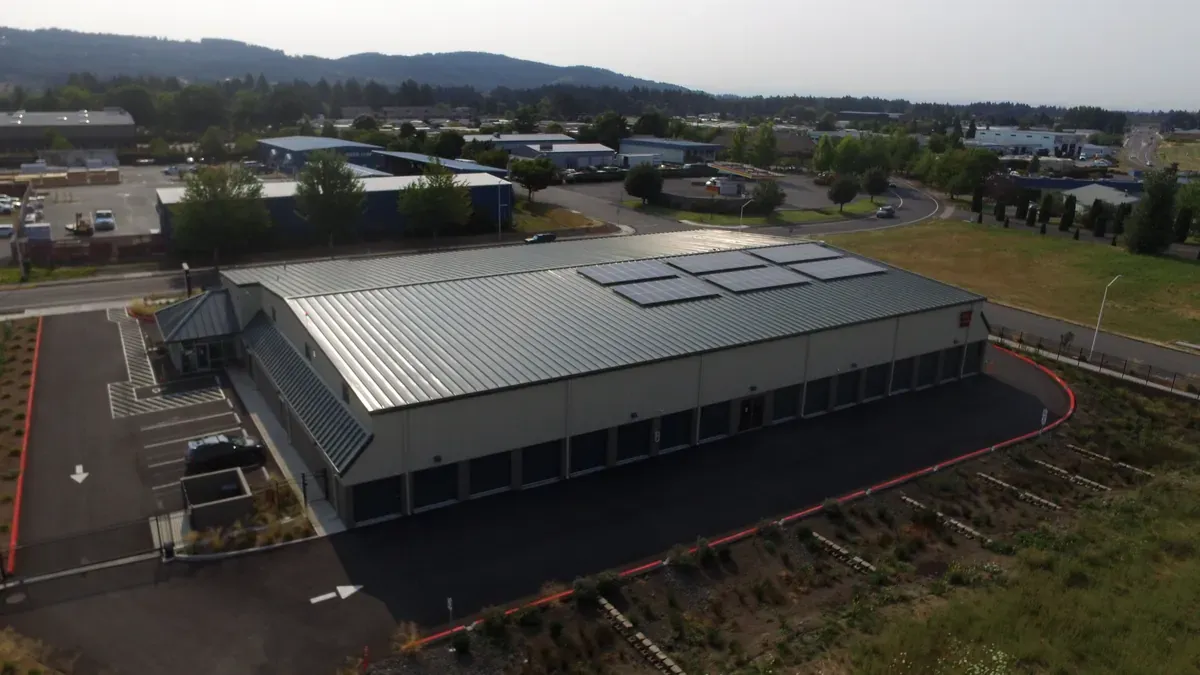 Aerial view of storage units