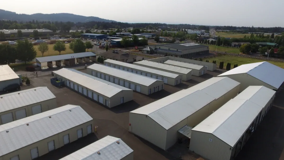 Aerial view of storage units