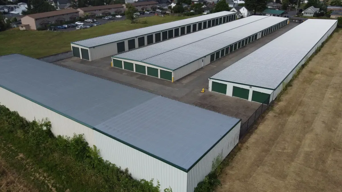 Aerial view of storage units