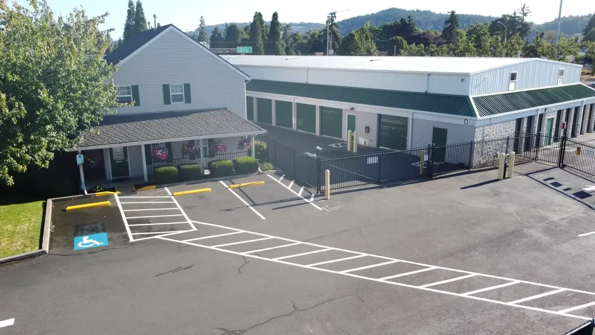 Aerial view of the gated entrance
