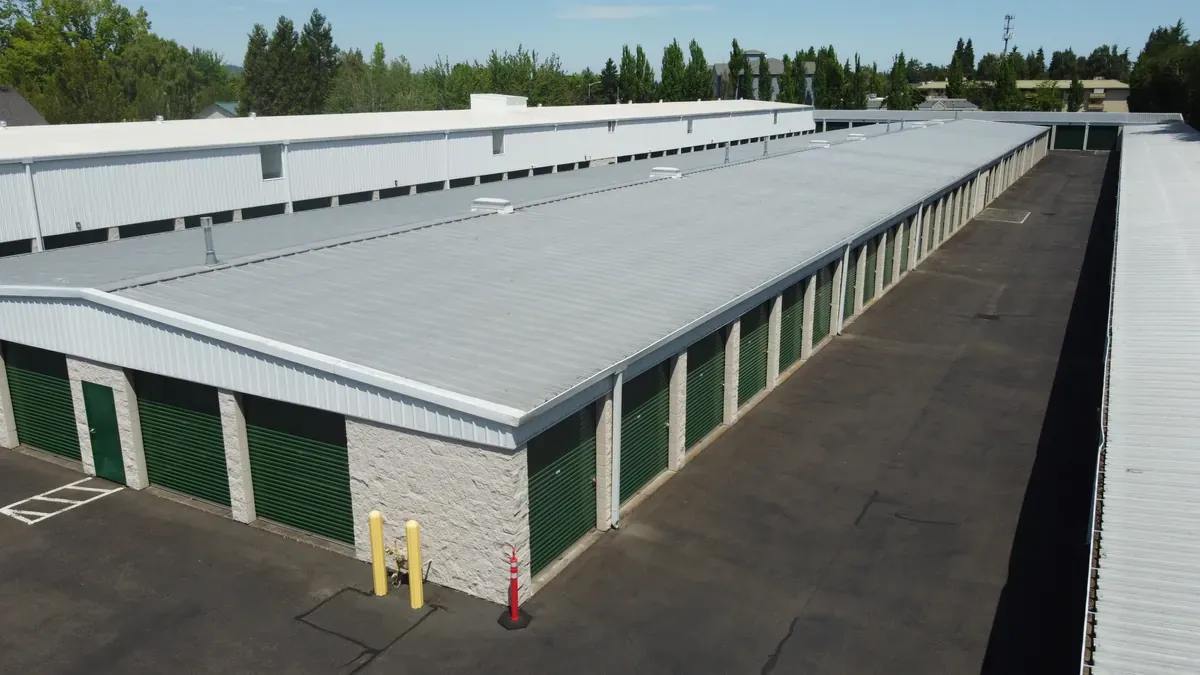 Aerial view of storage units