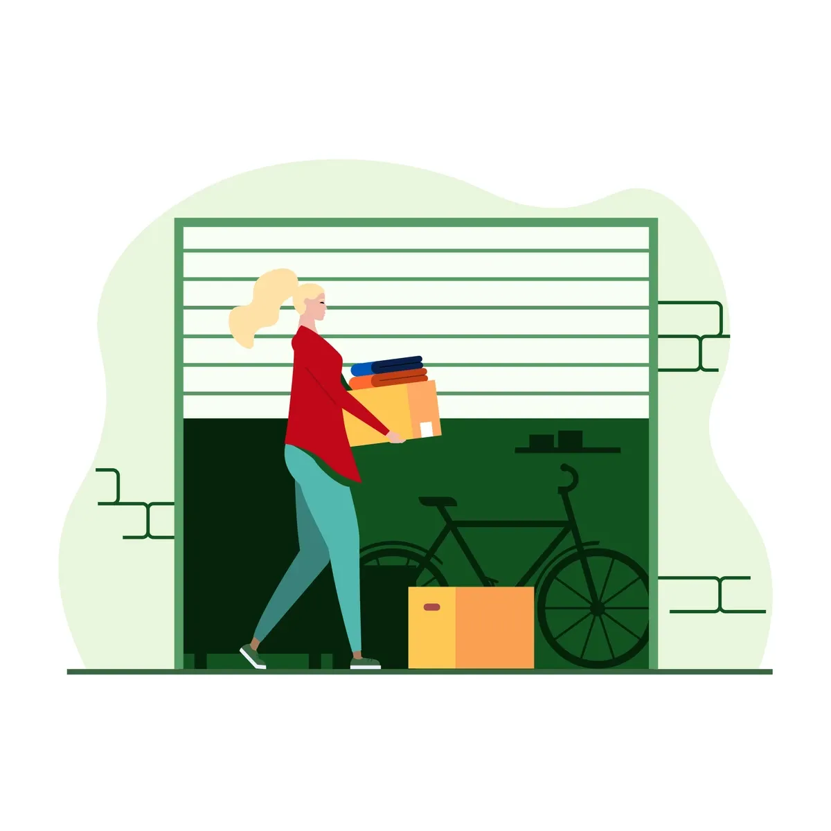 Illustration of woman moving boxes