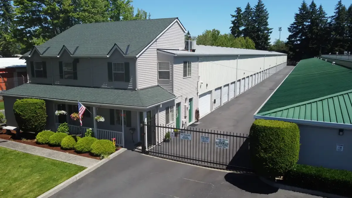 Aerial view of gated entrance